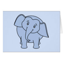 Éléphant somnolent bleu. Bande dessinée Carte De Vœux