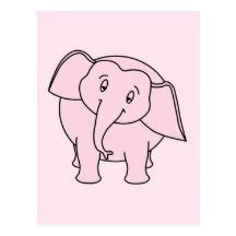 Éléphant somnolent rose. Bande dessinée Carte Postale