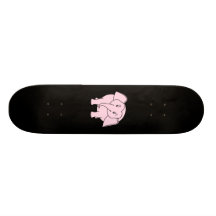 Éléphant somnolent rose. Bande dessinée Skateboard
