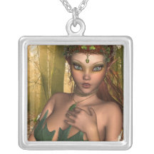 Elf en collier d'argent sterling en bois