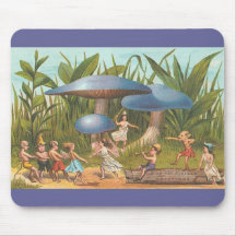 Elfes et fées dans la terre Mousepad de champignon Tapis De Souris