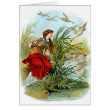 Elisa avec l'écharpe rose dans les cygnes sauvages carte de vœux