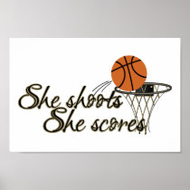 Elle tire, elle marque (le basket-ball) posters
