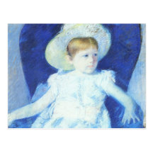 Elsie dans une chaise bleue, Mary Cassatt Carte Postale