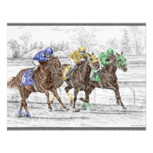 Emballage de trois chevaux - cou et cou à finir invitations personnalisées