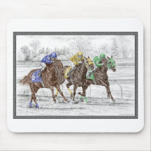 Emballage de trois chevaux - cou et cou à finir tapis de souris