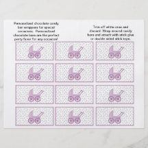 Emballages de Candybar de boguet de bébé (Lavendar Tract Personnalisé