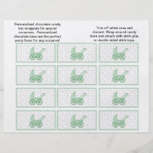 Emballages de Candybar de boguet de bébé (vert) Tract Customisé