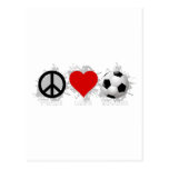 Emblème du football d'amour de paix cartes postales