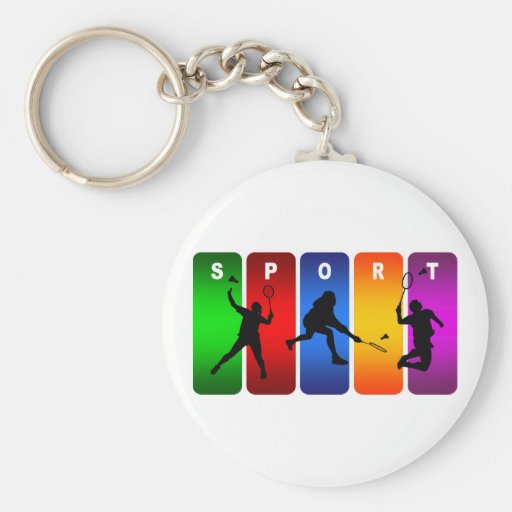 Emblème multicolore de badminton porte-clef