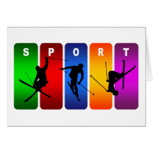 Emblème multicolore de ski cartes de vœux