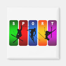 Emblème multicolore de ski magnets pour réfrigérateur