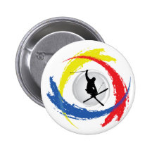 Emblème tricolore de ski badge avec épingle