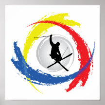 Emblème tricolore de ski poster