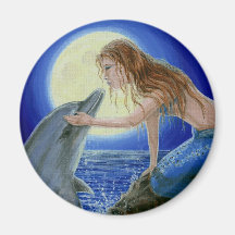 Embrassez-moi imaginaire de sirène et de dauphin magnets pour réfrigérateur