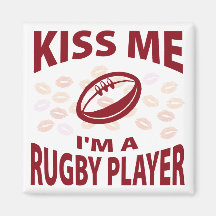 Embrassez-moi que je suis un joueur de rugby magnets pour réfrigérateur