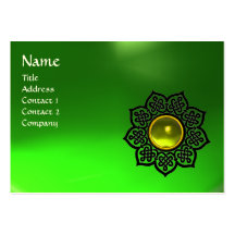 Émeraude CELTIQUE de vert de MONOGRAMME de FLEUR,  Modèles De Cartes De Visite