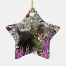 Emma en fleurs I - petit chaton gris Décorations De Noël