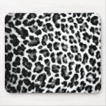 Empreinte de léopard noir et blanc tapis de souris