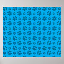Empreinte de patte bleu de chien poster