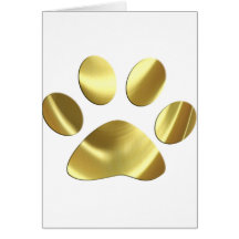 Empreinte de patte de chat d'or carte de vœux