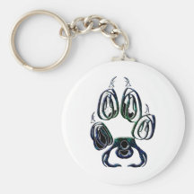 Empreinte de patte de loup porte-clé