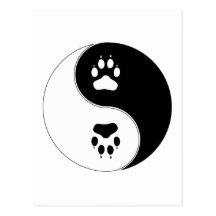 Empreinte de patte de Ying Yang Cartes Postales