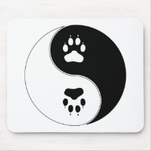 Empreinte de patte de Ying Yang Tapis De Souris