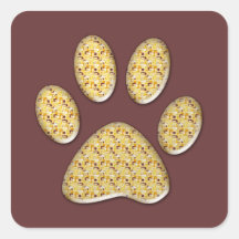 empreinte de patte jaune de minou autocollants