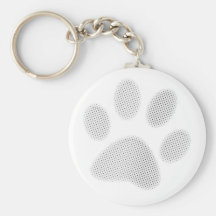 Empreinte de patte tramé blanc/gris-clair porte-clef