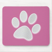 Empreinte de patte tramé blanc/gris-clair tapis de souris