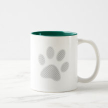 Empreinte de patte tramé blanc/gris-clair mug à café