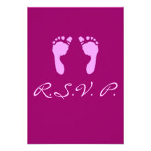 Empreintes de pas de bébé (fille) faire-parts