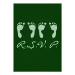 Empreintes de pas de bébé (jumeaux verts) invitations