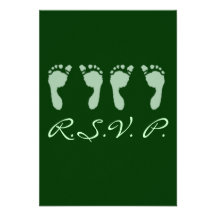 Empreintes de pas de bébé (jumeaux verts) invitations