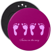Empreintes de pas de bébé (jumelles de fille) badges