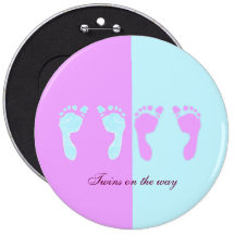 Empreintes de pas de bébé (jumelles de fille/garço badge