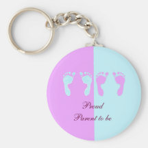 Empreintes de pas de bébé (jumelles de fille/garço porte-clés