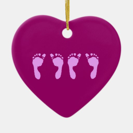 Empreintes de pas de bébé (jumelles de fille) ornement de noël