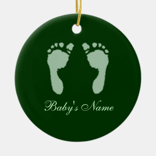 Empreintes de pas de bébé (vert) (Doorhanger) Décorations De Noël