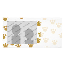 Empreintes de pattes animaux. Brown et modèle blan Photocarte Customisée