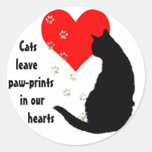 Empreintes de pattes de congé de chats à nos coeur autocollants