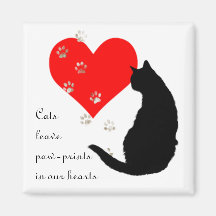 Empreintes de pattes de congé de chats à nos coeur magnets pour réfrigérateur