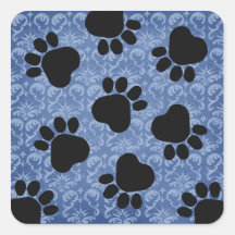 Empreintes de pattes - entretien à la patte ! Bleu Sticker Carré