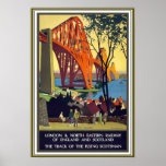 En avant l'affiche vintage de voyage de pont