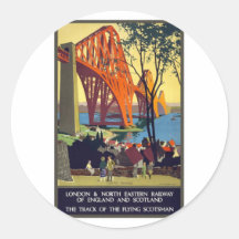 En avant pont - art vintage d'affiche de voyage autocollant
