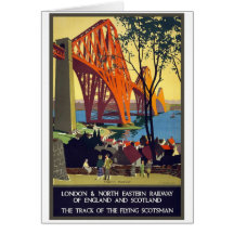 En avant pont - art vintage d'affiche de voyage cartes de vœux