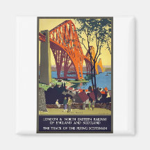 En avant pont - art vintage d'affiche de voyage aimant pour réfrigérateur