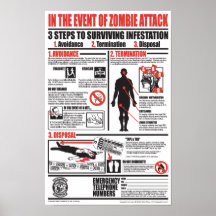 EN CAS DE L'ATTAQUE DE ZOMBI POSTERS
