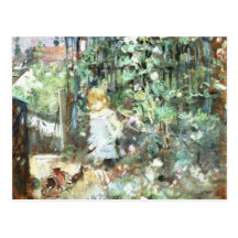 Enfant dans la roseraie, beaux-arts de Berthe Mori Carte Postale